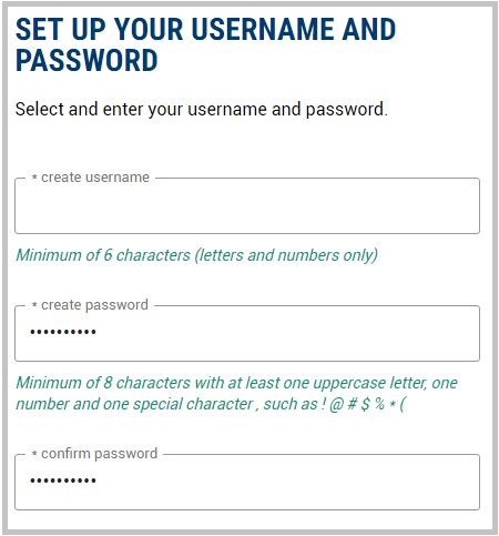 MMI instruction page screenshot - username and password