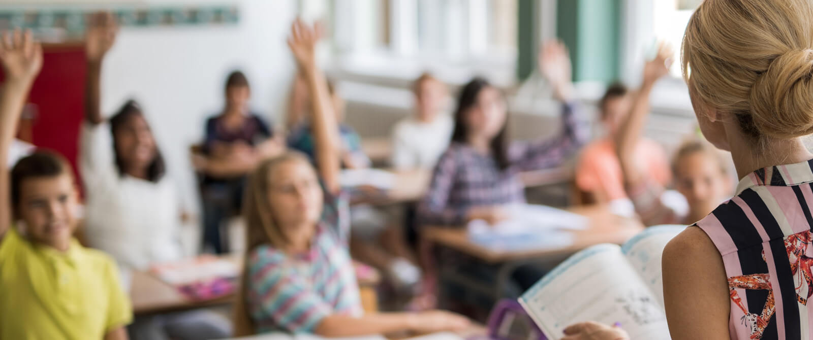 A teacher in front of her class