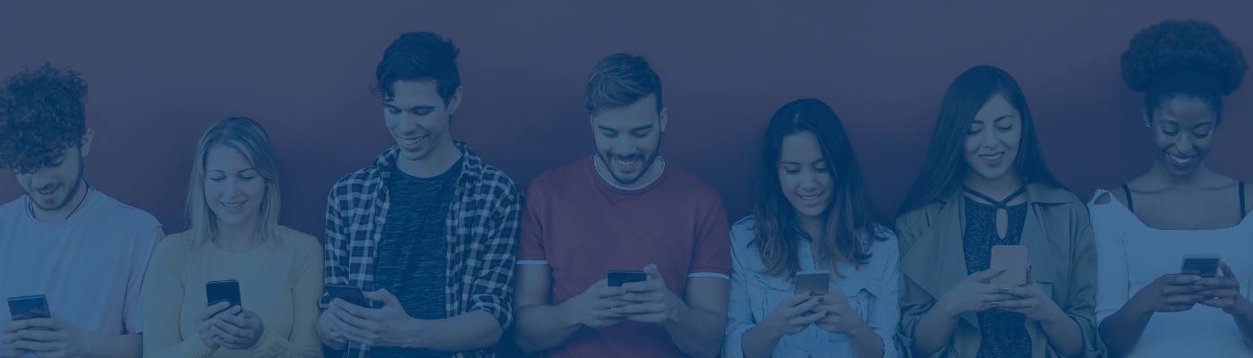 Young people on their phones.