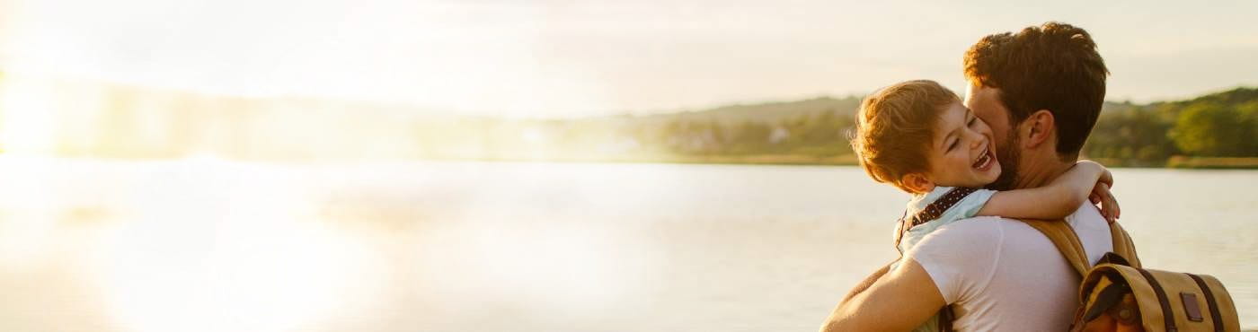 man and son on the dock