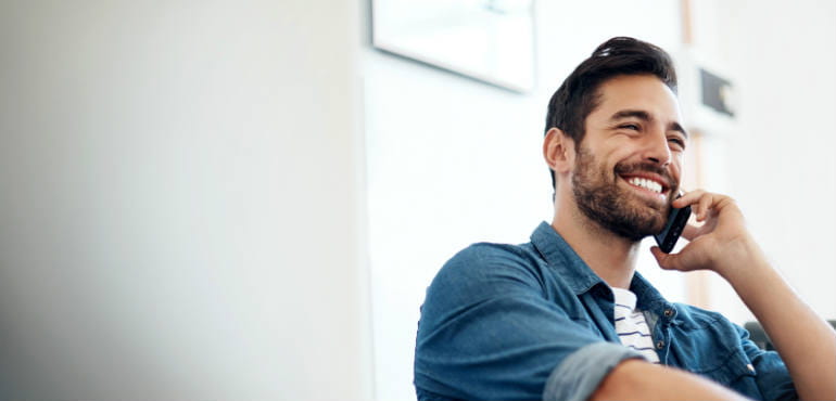 Young man on the phone