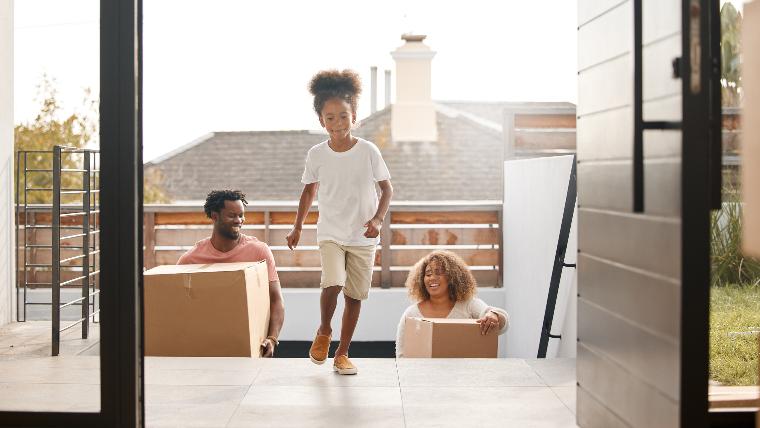 Family moving into new home.