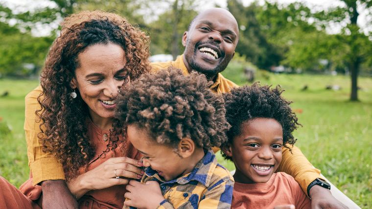 Happy family of four.