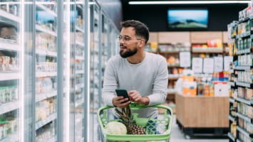 Man shopping at the grocery store.