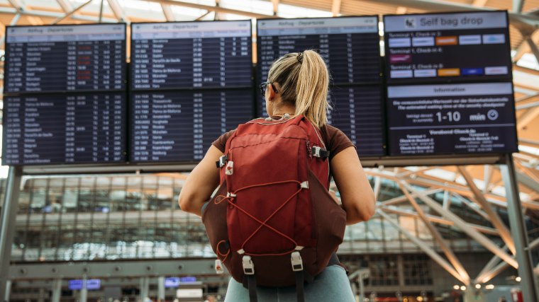 Young woman in an airport.