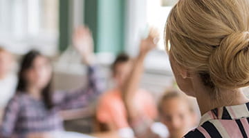 A teacher in front of her class