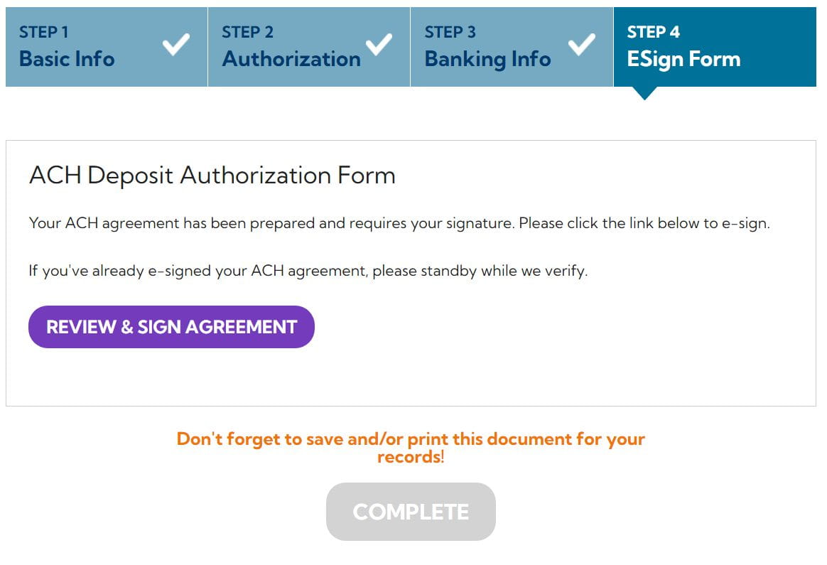 ACH signup 4.