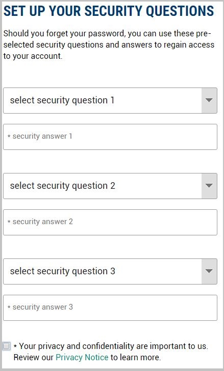 MMI instruction page screenshot - security questions