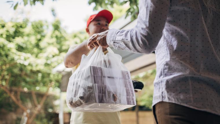 Man making food delivery.