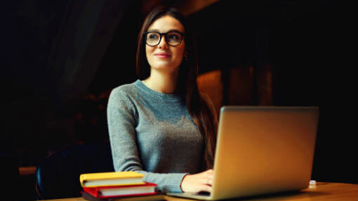 College girl on a laptop