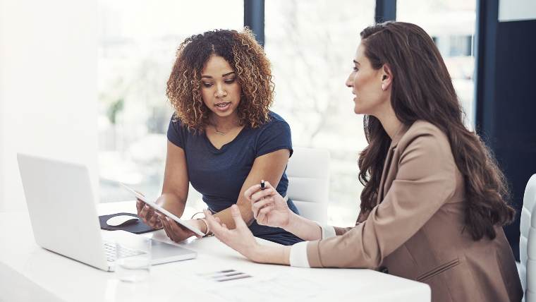 Two women in discussion