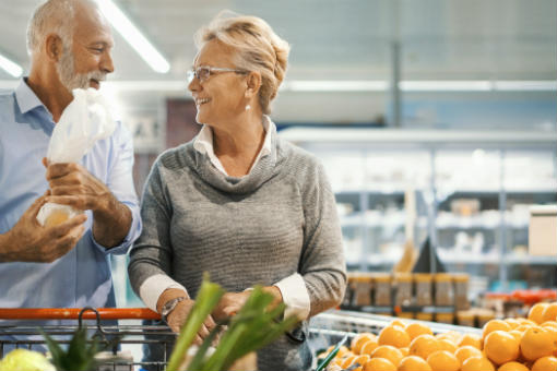 Seniors shopping for groceries