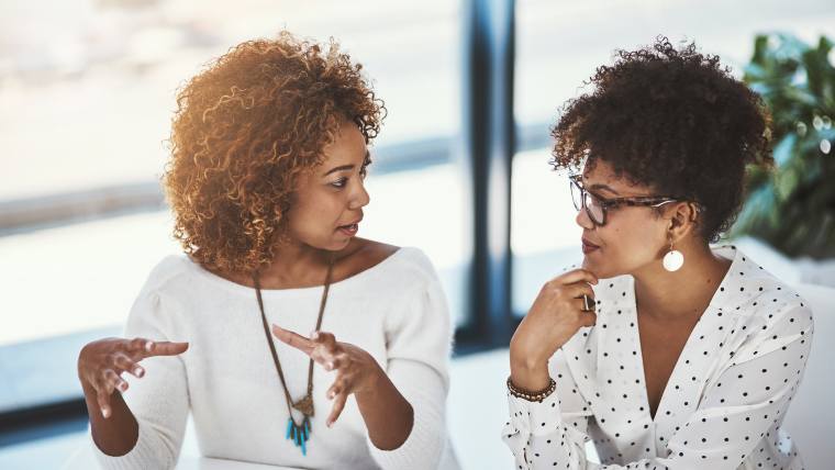 Two women having a conversation