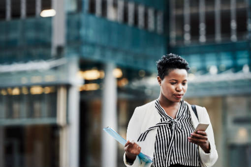 Woman looking at her phone