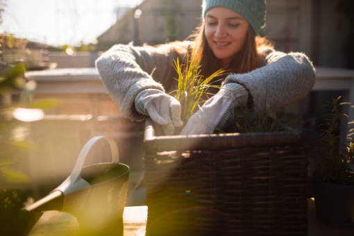 Woman tending a cooperative garden