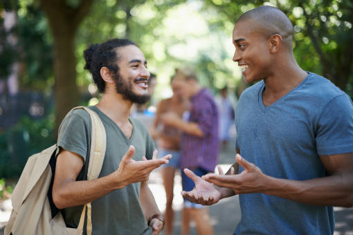 Two young men in conversation