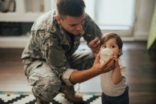Military veteran and child