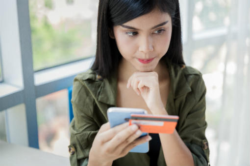 Woman reviewing her credit score