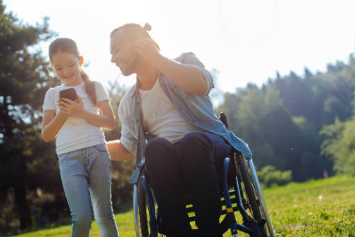 Disabled father and daughter