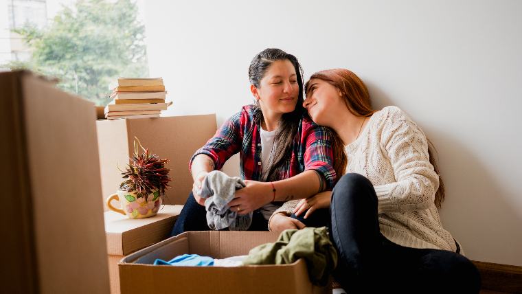 Young couple in new home.