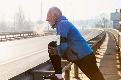 Older man getting ready to jog