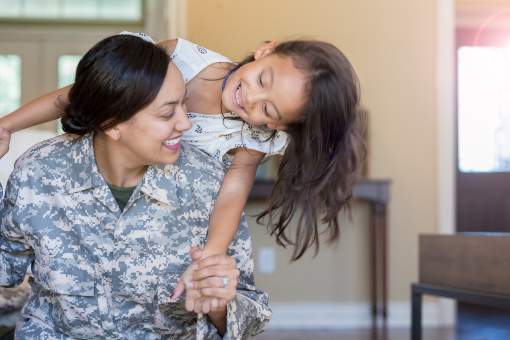 Military mother with her daughter