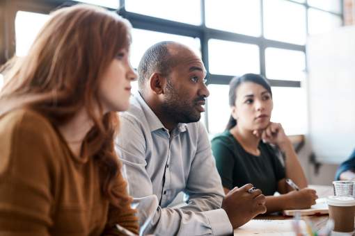 Employees in a meeting