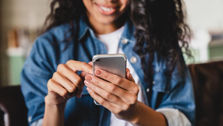 Woman using a smartphone.