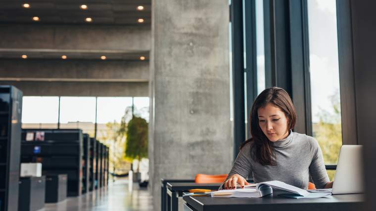 Adult student studying