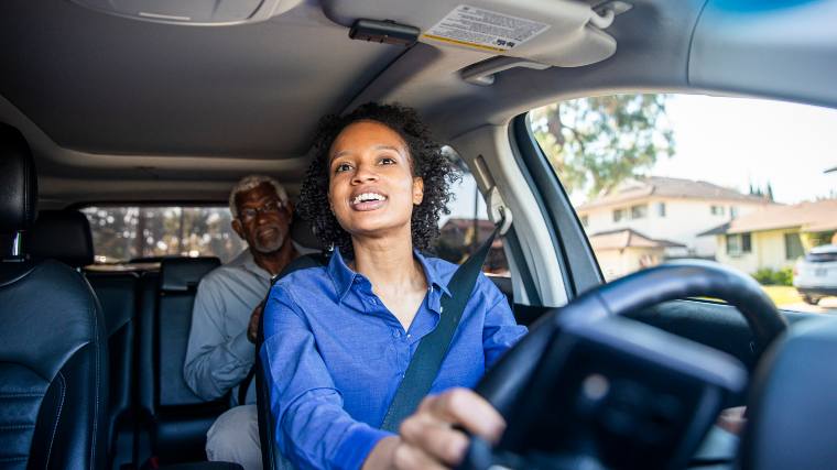 woman driving a rideshare