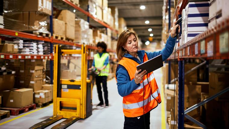 two women working in a warehouse