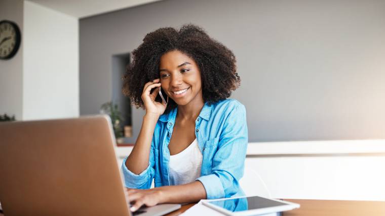 young woman on the phone