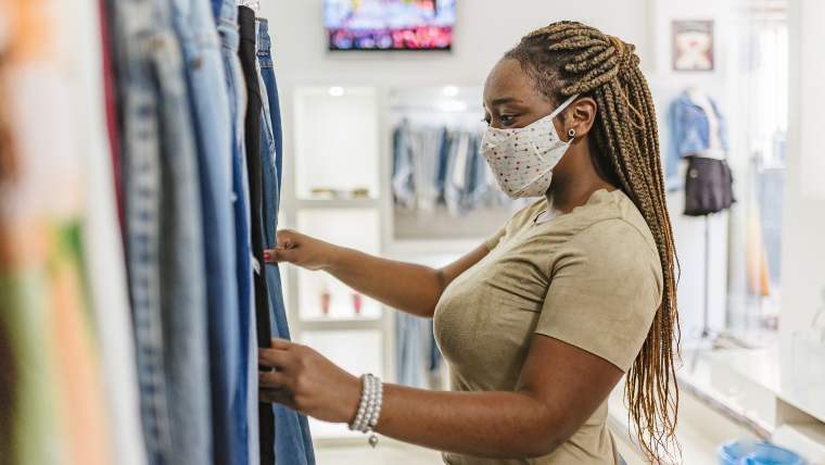 woman shopping for jeans