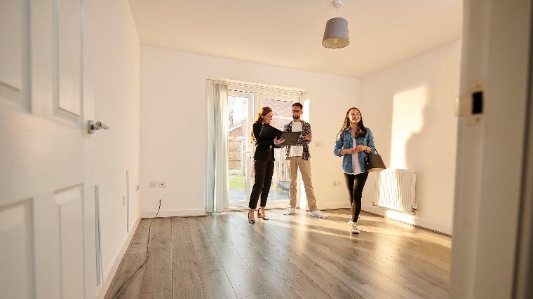 Couple viewing a new home.