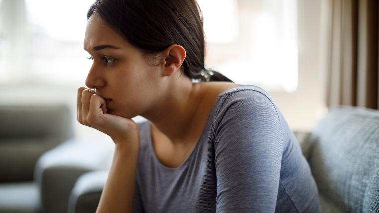 Anxious young woman.