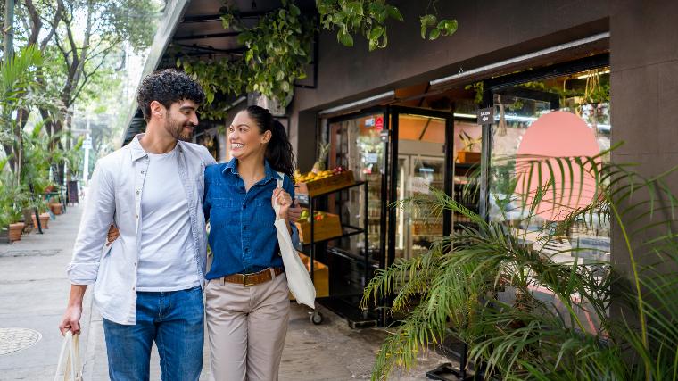 Young couple shopping together.