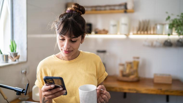 Woman checking her phone.