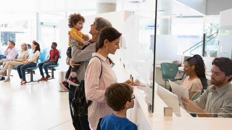 Family checking in at hospital.