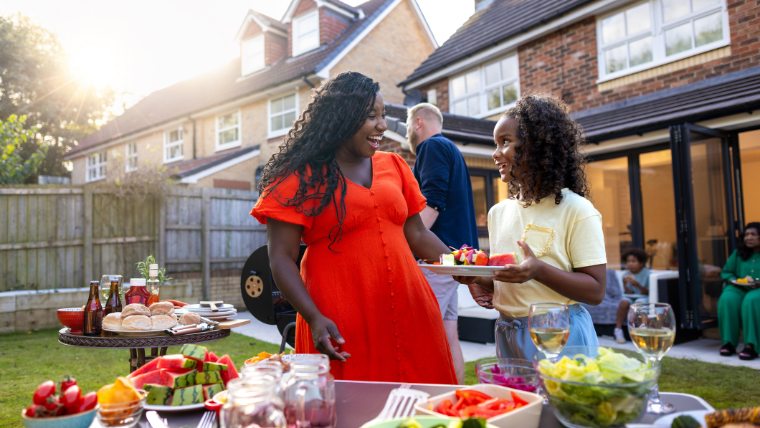 Family cook out in the summer.