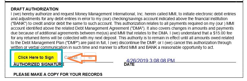 MMI instruction page screenshot - ACH form