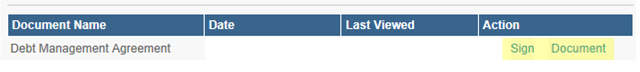 Screenshot: "Sign Document" button