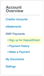 Screenshot: "Sign up for DepositDirect" link
